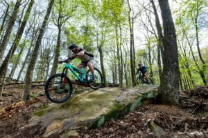 Mt. Nebo, AR - April 10: Mountain biking at Mount Nebo State Park in Mt. Nebo, AR on April 10, 2023. (Photo by Will Newton/ADPHT)